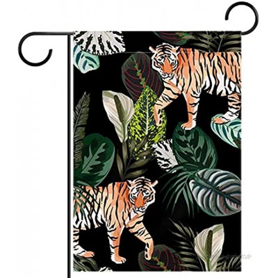 Liangbaiwan Gartenfahnen,Hofdekor Outdoor-Schild hängende Verzierung,Tiger,für Terrasse Topfdeck 12x18 Zoll