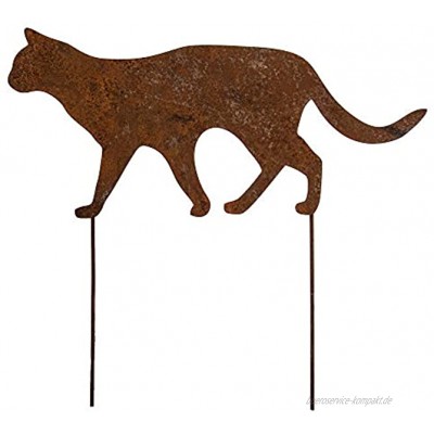 Bentatec Gartenstecker Edelrost laufende Katze 60cm x 30cm mit Metallstab mit Metallstab Gartenschild Gartendekoration Dekoratives Element